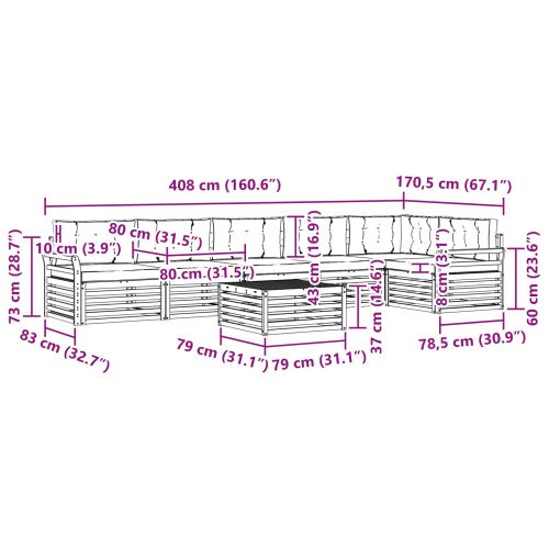 Комплект дивани за открито 7 pcs Натурален и Крема