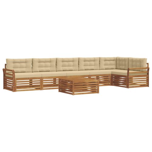 Комплект дивани за открито 7 pcs Натурален и Бежов