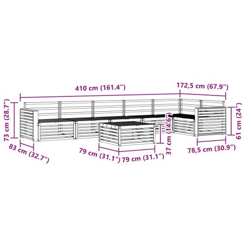 Комплект дивани за открито 7 pcs Естествен