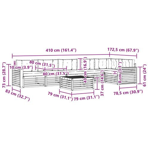 Комплект дивани за открито 7 pcs Натурален и Бежов