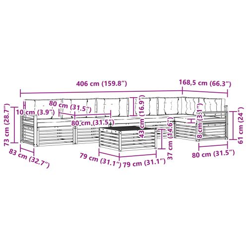 Комплект дивани за открито 7 pcs Натурален и Бежов