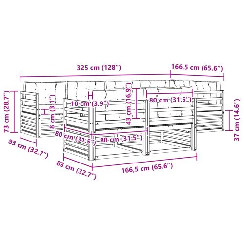 Комплект дивани за открито 7 pcs Натурален и Крема