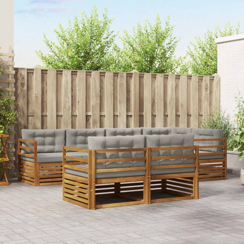 Комплект дивани за открито 7 pcs Естествено и светло сиво