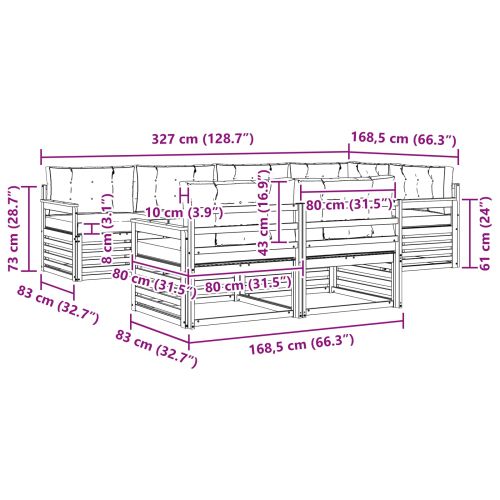Комплект дивани за открито 7 pcs Натурален и Крема