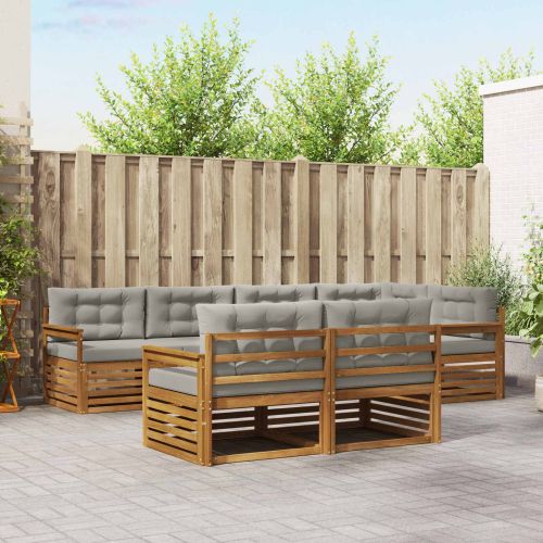 Комплект дивани за открито 7 pcs Естествено и светло сиво