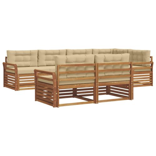 Комплект дивани за открито 7 pcs Натурален и Бежов