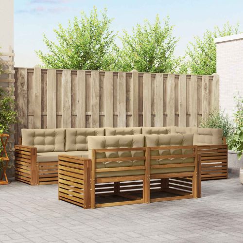 Комплект дивани за открито 7 pcs Натурален и Бежов