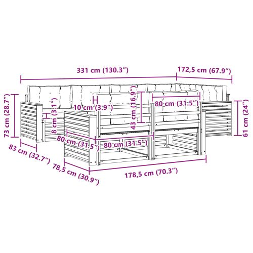 Комплект дивани за открито 7 pcs Натурален и Бежов