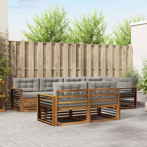 Комплект дивани за открито 7 pcs Естествено и светло сиво