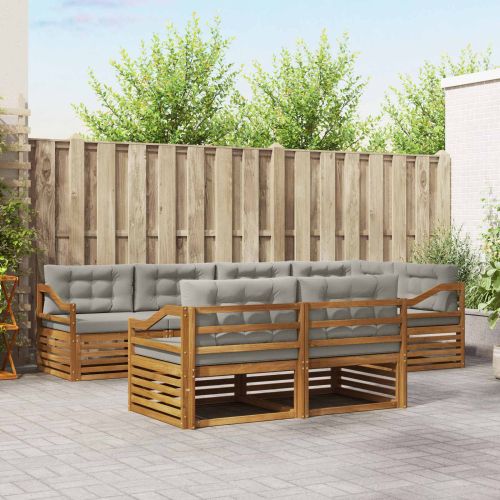 Комплект дивани за открито 7 pcs Естествено и светло сиво