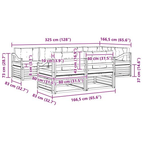 Комплект дивани за открито 7 pcs Натурален и Бежов