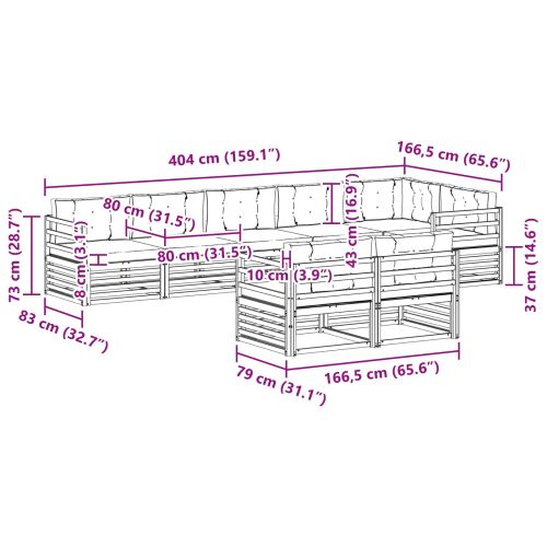 Комплект дивани за открито 8 pcs Натурален и Бежов