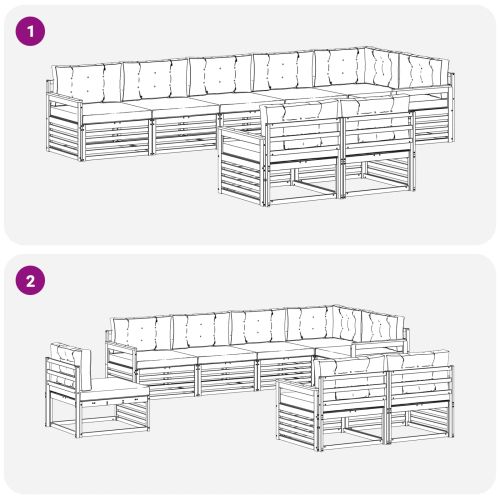 Комплект дивани за открито 8 pcs Естествено и светло сиво