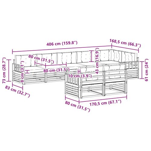 Комплект дивани за открито 8 pcs Натурален и Крема