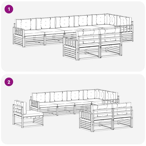 Комплект дивани за открито 8 pcs Естествено и светло сиво