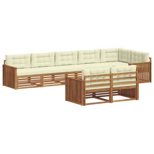 Комплект дивани за открито 8 pcs Натурален и Крема