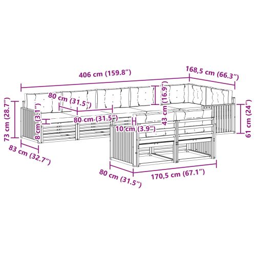 Комплект дивани за открито 8 pcs Натурален и Бежов