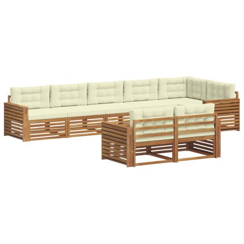 Комплект дивани за открито 8 pcs Натурален и Крема