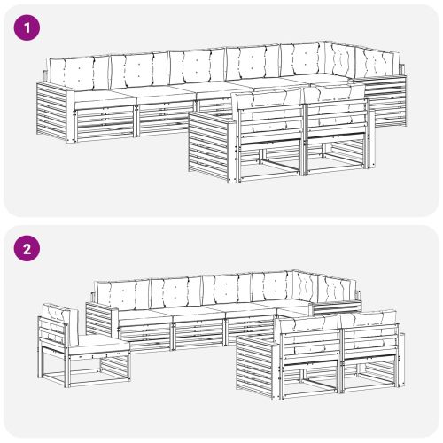 Комплект дивани за открито 8 pcs Натурален и Крема
