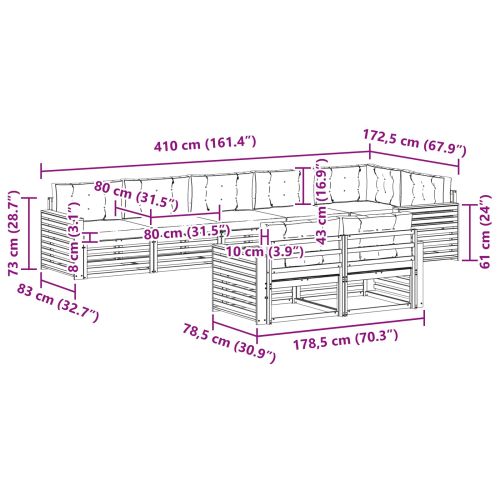 Комплект дивани за открито 8 pcs Натурален и Крема
