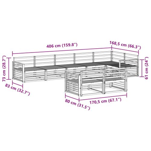 Комплект дивани за открито 8 pcs Естествен