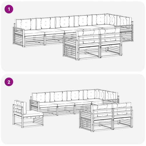 Комплект дивани за открито 8 pcs Натурален и Крема