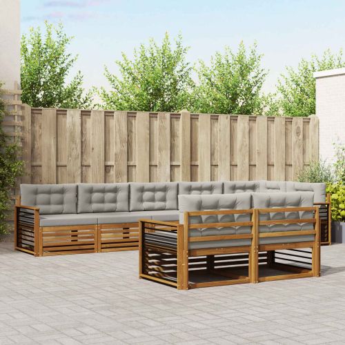 Комплект дивани за открито 8 pcs Естествено и светло сиво