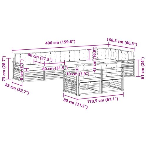 Комплект дивани за открито 8 pcs Естествено и светло сиво