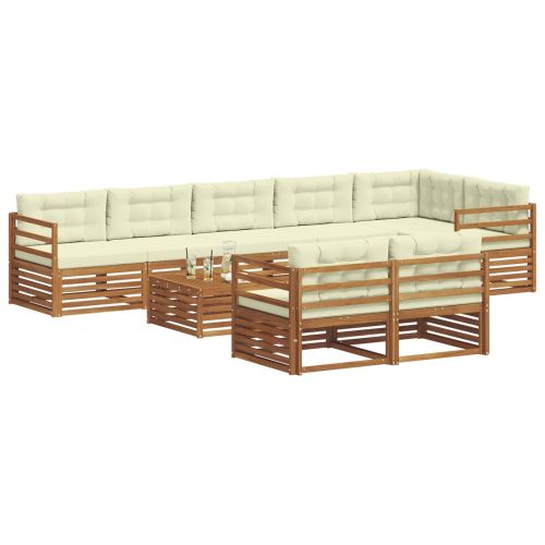 Комплект дивани за открито 9 pcs Натурален и Крема