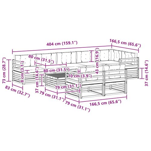 Комплект дивани за открито 9 pcs Естествено и светло сиво