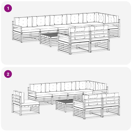 Комплект дивани за открито 9 pcs Натурален и Крема