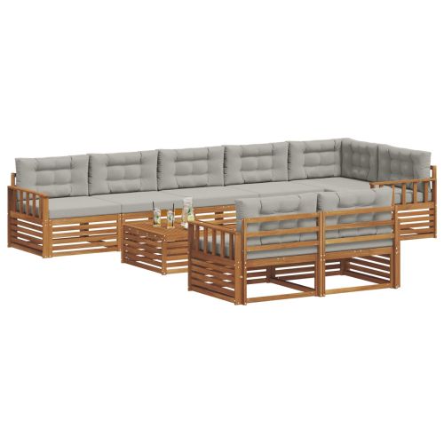 Комплект дивани за открито 9 pcs Естествено и светло сиво