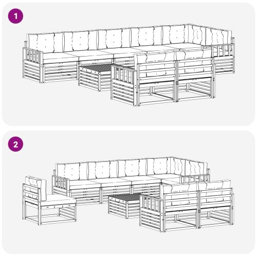Комплект дивани за открито 9 pcs Натурален и Бежов
