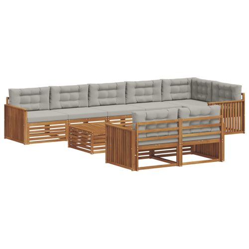 Комплект дивани за открито 9 pcs Естествено и светло сиво