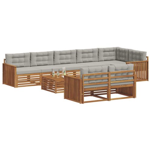 Комплект дивани за открито 9 pcs Естествено и светло сиво