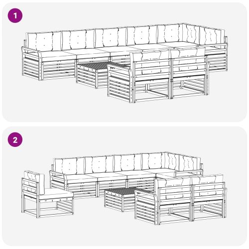 Комплект дивани за открито 9 pcs Натурален и Бежов