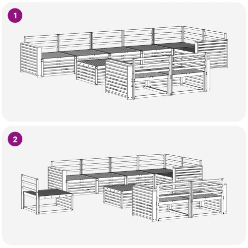 Комплект дивани за открито 9 pcs Естествен