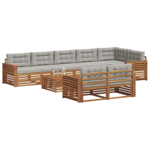 Комплект дивани за открито 9 pcs Естествено и светло сиво