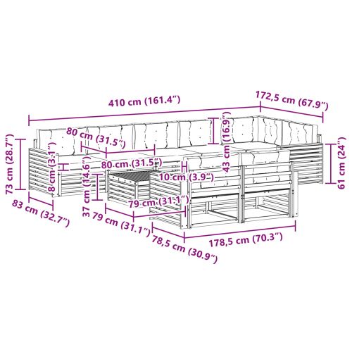 Комплект дивани за открито 9 pcs Натурален и Бежов
