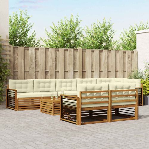 Комплект дивани за открито 9 pcs Натурален и Крема