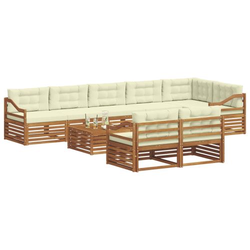 Комплект дивани за открито 9 pcs Натурален и Крема