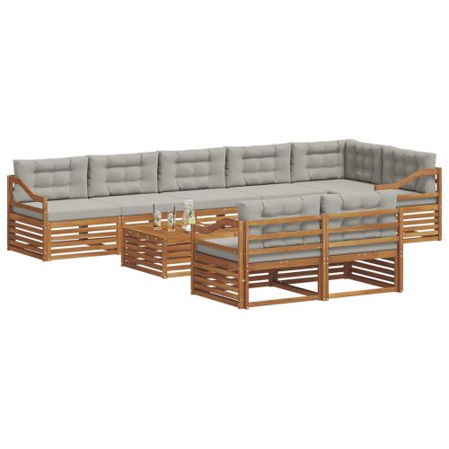 Комплект дивани за открито 9 pcs Естествено и светло сиво