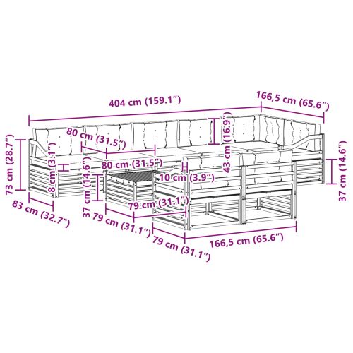 Комплект дивани за открито 9 pcs Натурален и Бежов