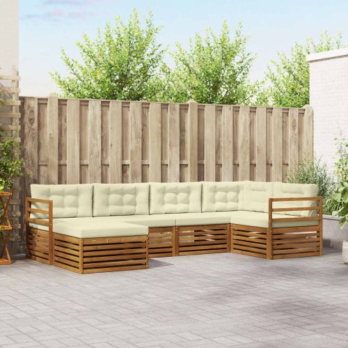 Комплект дивани за открито 6 pcs Натурален и Крема