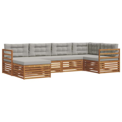 Комплект дивани за открито 6 pcs Естествено и светло сиво