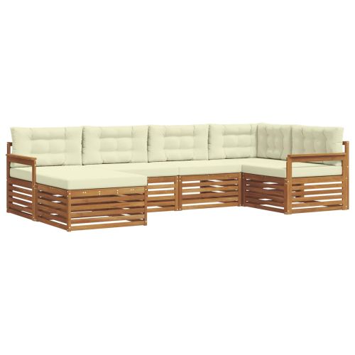 Комплект дивани за открито 6 pcs Натурален и Крема