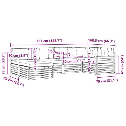 Комплект дивани за открито 6 pcs Натурален и Крема