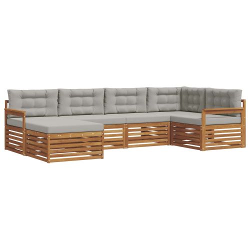 Комплект дивани за открито 6 pcs Естествено и светло сиво