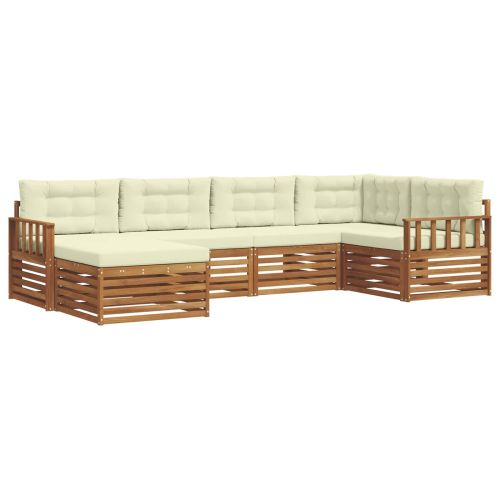 Комплект дивани за открито 6 pcs Натурален и Крема