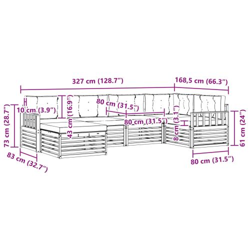Комплект дивани за открито 6 pcs Натурален и Антрацит